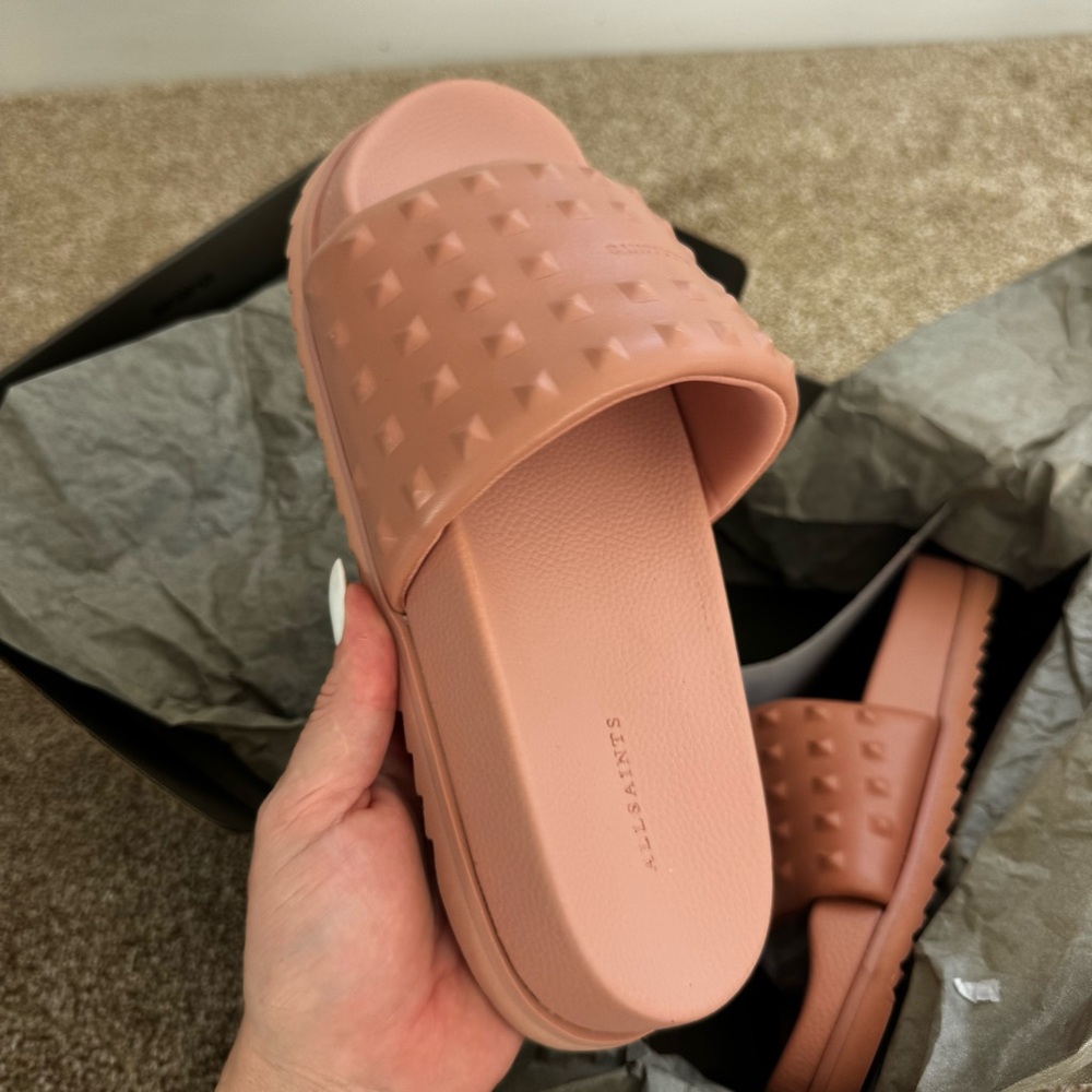 All Saints Pink Slide Sandals